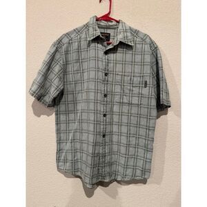 Woolrich Men's Plaid Short Sleeve Button Down Dress‎ T-shirt Size Medium Gray